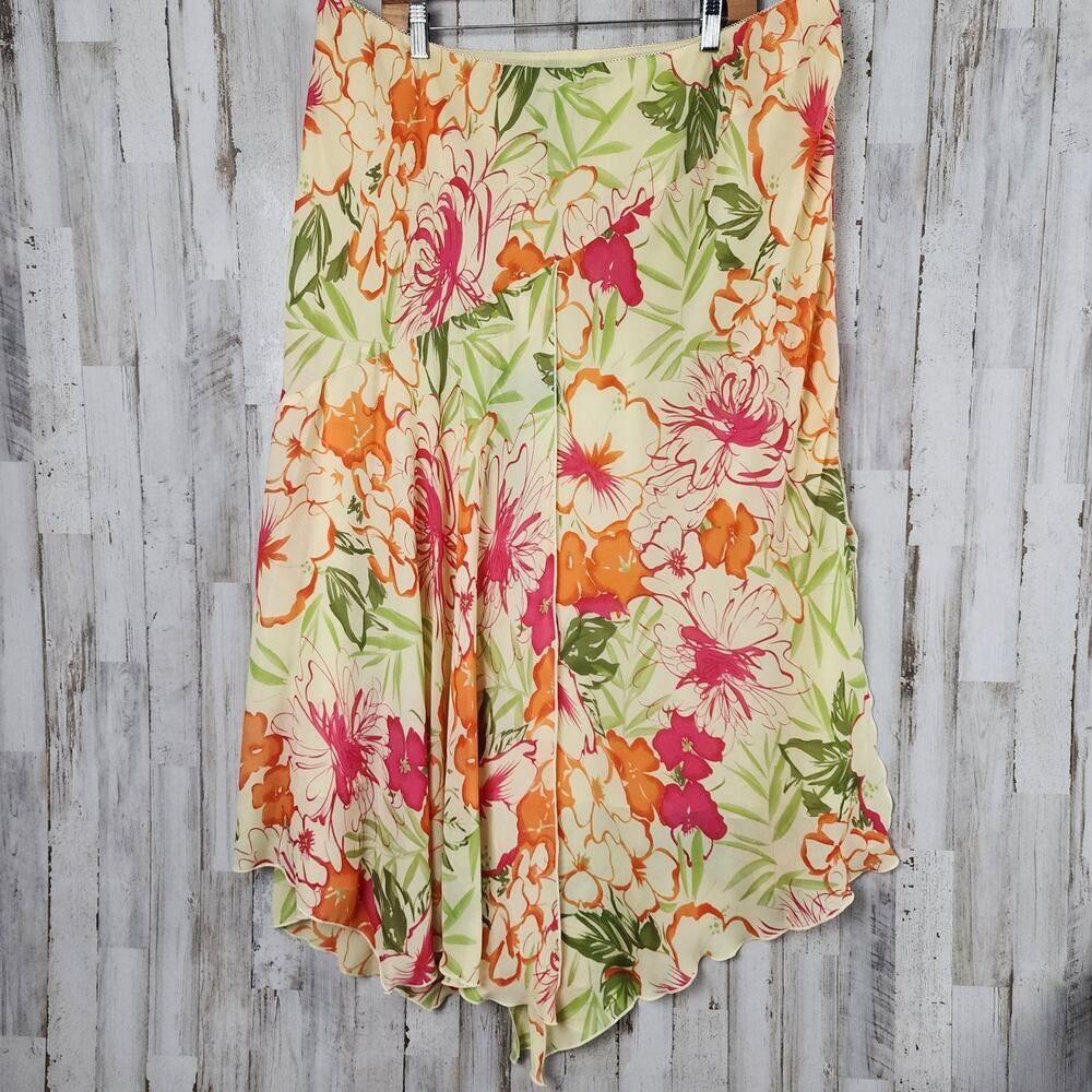 Russell Kemp Floral Maxi Skirt Yellow Size 3X